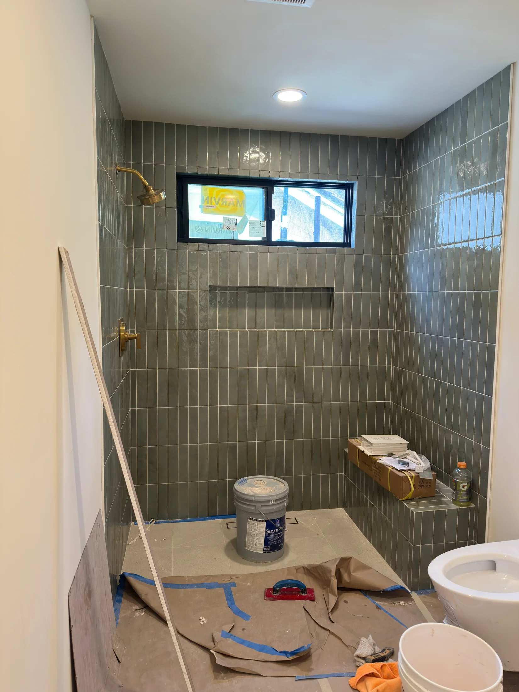 Bathroom construction progress — photo 17